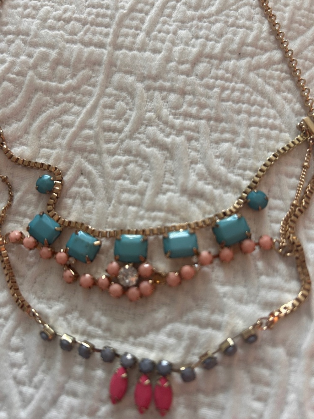 Beautiful Lauren Conrad Multi-Strand, Colorful Gold Tone Necklace - Picture 2 of 5